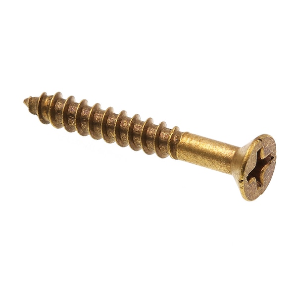 Prime-Line Wood Screw, Flat Head, Phillips Drive No. 8 X 1-1/4in Solid Brass 100PK 9035187 - main